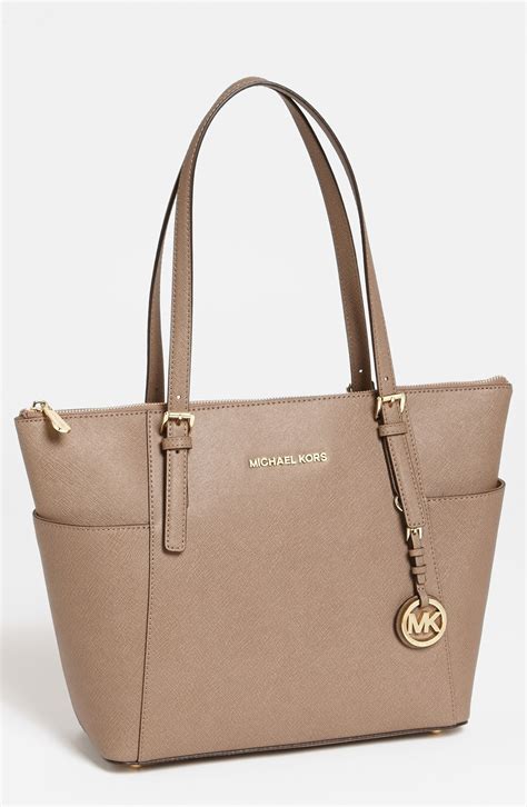 michael kors jet set leather tote dark dune|Michael Kors designer tote jetset.